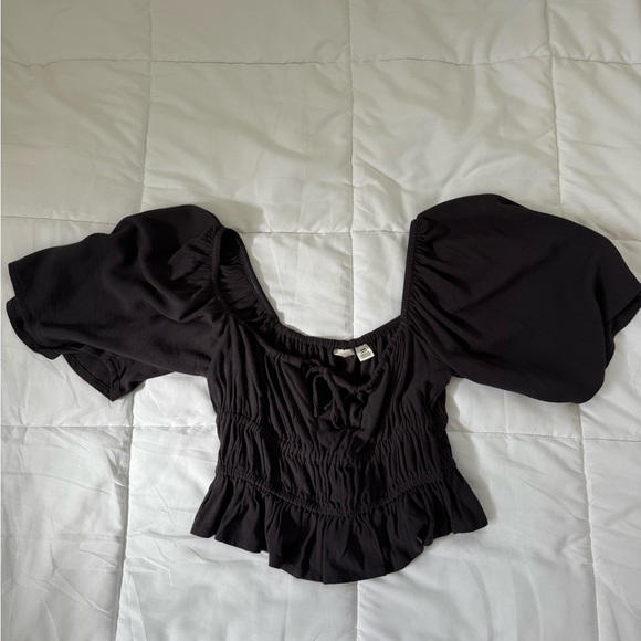 Roxy Black Puff Sleeve Blouse - Picture 1 of 5
